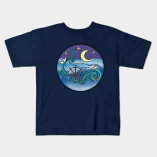 Art Nouveau Inspired Nautical Design Kids T-Shirt